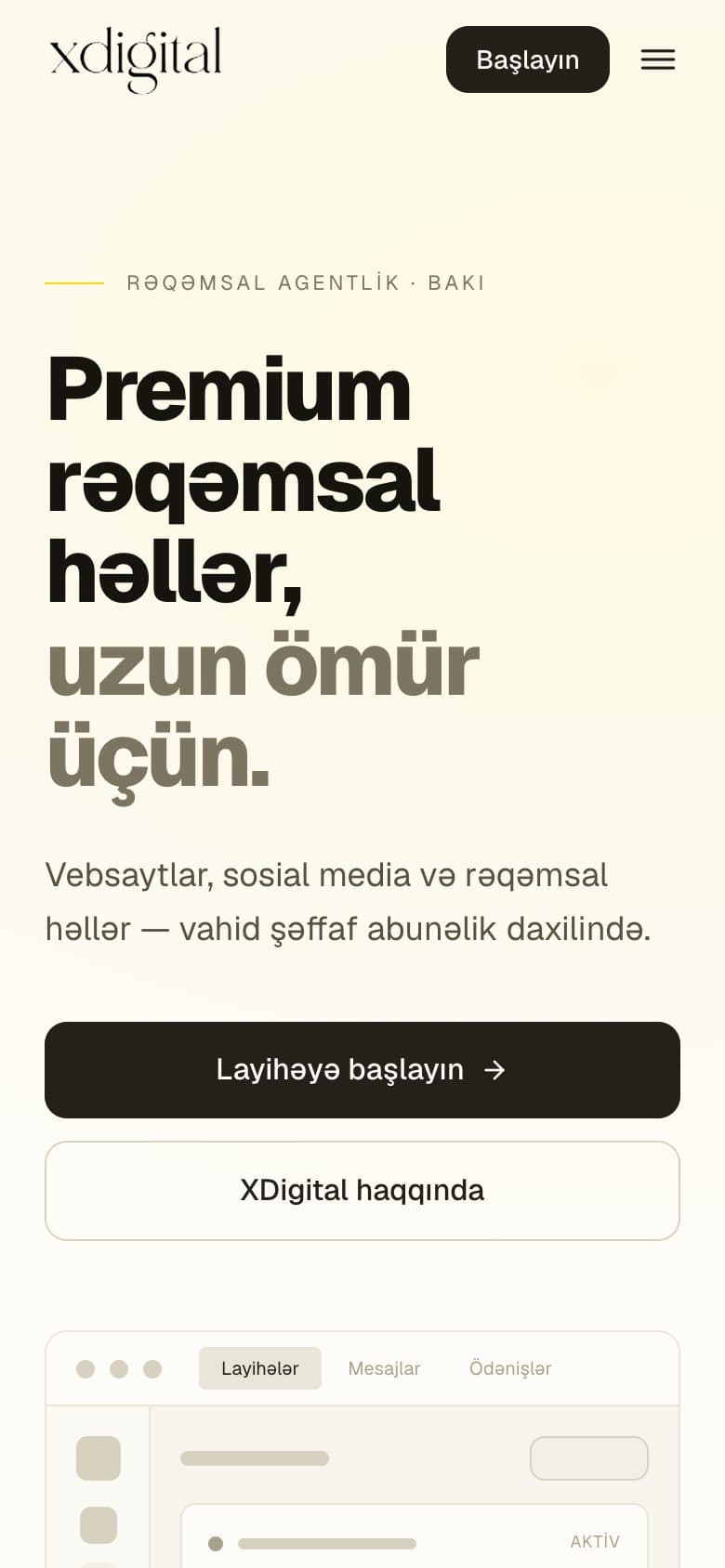 XDigital’s landing page on a phone.