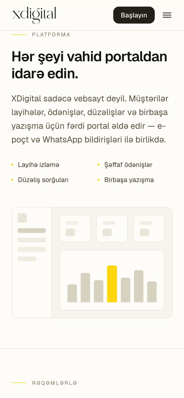 The client portal section on a phone.